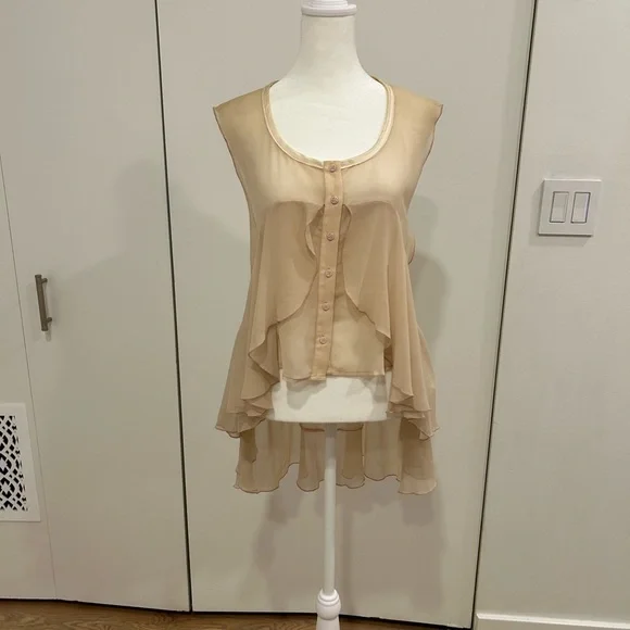 Free People Sheer Tan Blouse - Picture 1 of 2